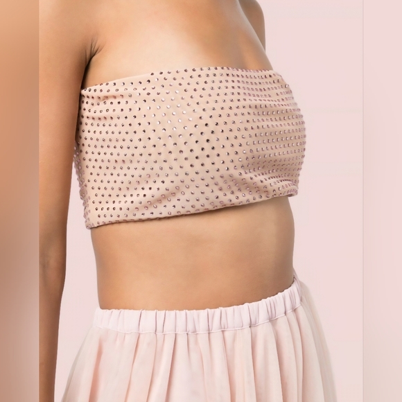 Cynthia Rowley Pink Studded Crop Top - Picture 3 of 11